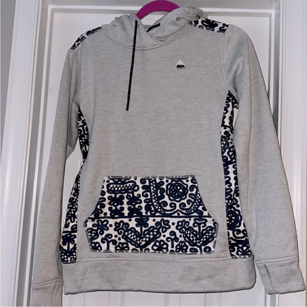 Burton Durable Goods Women’s Gray And Navy Hooded Sweatshirt, Size S‎